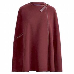 Ralph Lauren Collection Pre-Fall ‘17 Winsor Burgundy Wool-Cashmere Lambskin Cape
